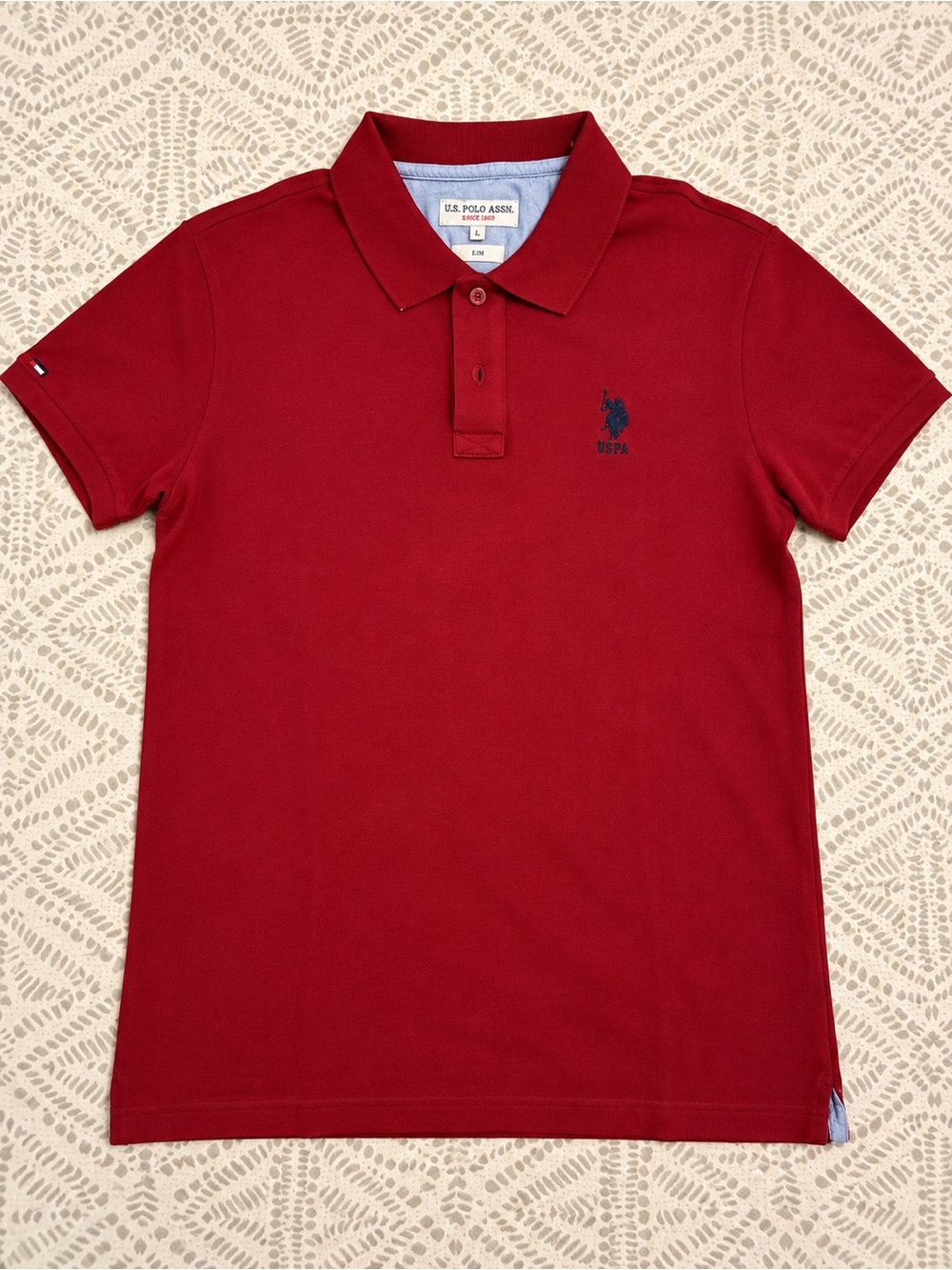 U.S. Polo Assn. Men’s Slim Fit Red Polo Shirt Size L 100% Cotton